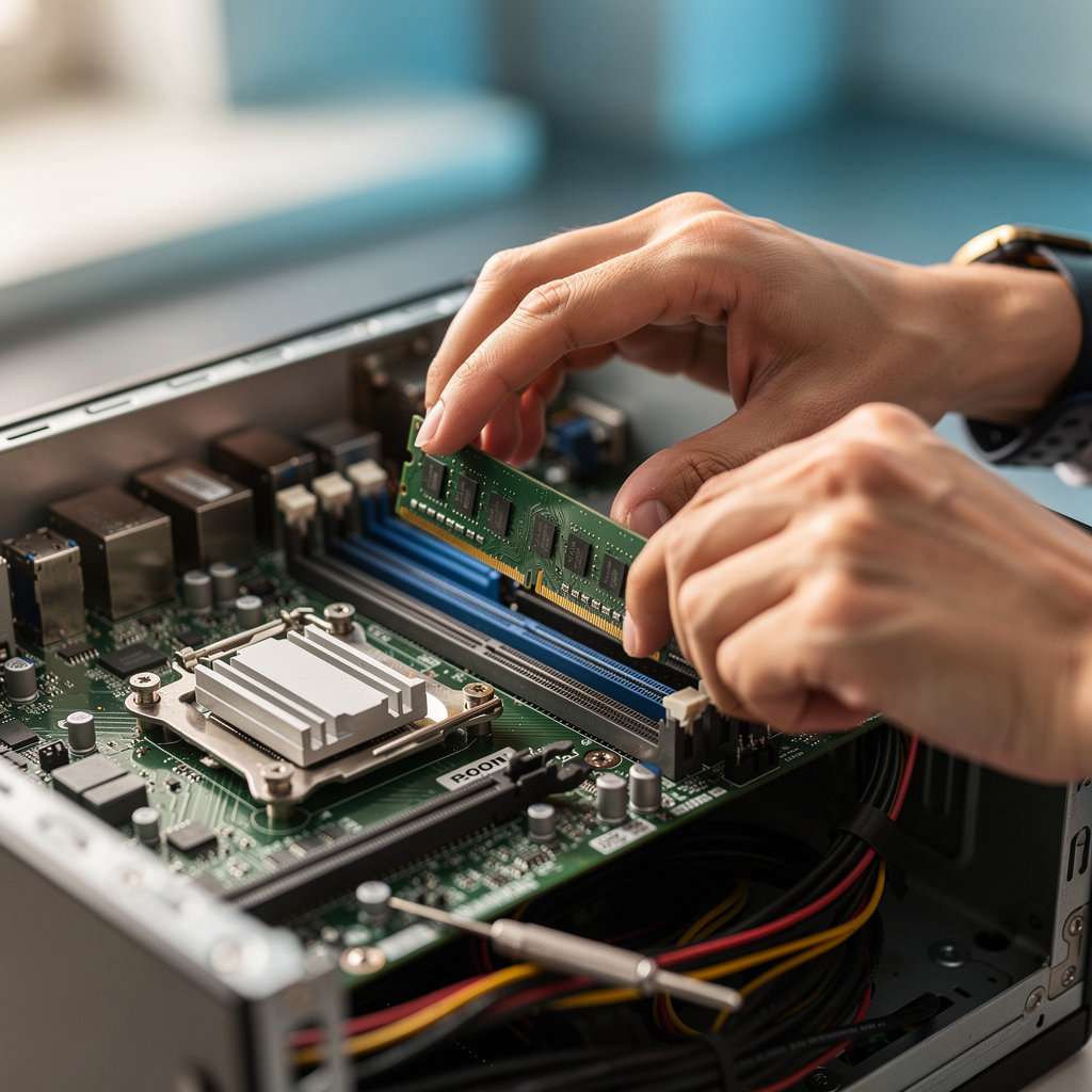 Computer Geek 911 technician performing expert PC repair and hardware upgrades in San Diego